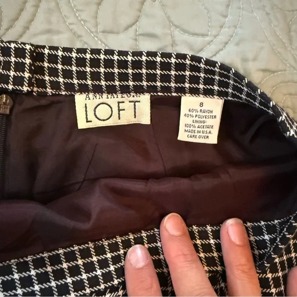 Vintage 90s Ann Taylor LOFT Black and White Checkered Skirt Size 8 Made In USA - Picture 4 of 9
